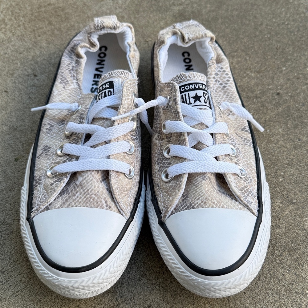 CONVERSE Shoreline Low 'Snake Print' Slip-on Sneakers Size 7 - Picture 8 of 11